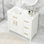 ZUN 36" Bathroom Vanity with Sink Top, Bathroom Vanity Cabinet with Two Doors and Three Drawers, Solid 24779551