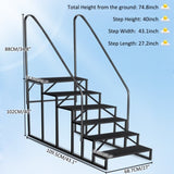 6 Step Ladder with Handrail, Swimming Pool Ladder Above Ground, 660 lb Load Capacity RV Steps with 11737246