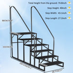 ZUN 6 Step Ladder with Handrail, Swimming Pool Ladder Above Ground, 660 lb Load Capacity RV Steps with 11737246