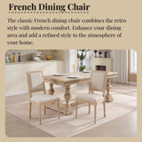 French Country Dining Chairs Set of 2, Upholstered Chairs with Square Back, Wire drawing and carving W3426P324534