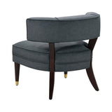 Elegant Style Accent Chair Dark Gray Velvet Upholstery Barrel-Back Solid Wood Luxury Living Room B011P315635