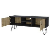 ZUN Kimball Hairpin Legs TV Rack, Media Unit with 2 Doors and Open Shelves B128P176179