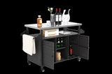 Large bar cart,Outdoor Kitchen Wicker Island Rolling Cart & Storage Cabinet, Wheels and Stainless W640P256898