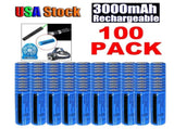 100pcs 18650 Lithium Batteries 3.7V Li-ion Rechargeable Battery For Torch Headlight 62765975