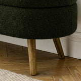 Ottoman Oval Storage Bench,Rubber Wood Legs, Green W487P220595