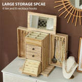 4-Tier Wooden Jewelry Box with Mirror 55405779