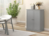 Simple Triamine Adjustable Shelves Sideboard With Door Cabinet White, Gray-AS 02962653