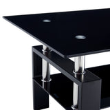 ZUN 110*60*45.5cm Double-Glazed Dining Table Stainless Steel Table Legs 14706265