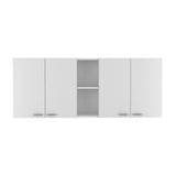 ZUN Portofino 150 Wall Cabinet, Double Door, Two External Shelves, Two Interior Shelves -White B20091979