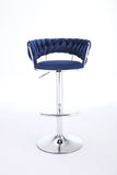 Set of 2 Bar Stools,with Chrome Footrest and Base Swivel Height Adjustable Mechanical Lifting Velvet W1249P247741