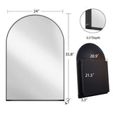 24x36 Inch Arched Recessed Medicine Cabinet, Metal Framed Bathroom Wall Cabinet with Mirror and W1435P182919
