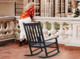 Outdoor Wood Rocking Chair, Wooden Patio Rocking Chair with Comfortable Backrest, Weatherproof Patio 23489524