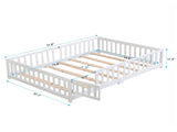 full Size Floor Bed with Door,Solid Wood Platform Bed Frame with Fence,Suitable for children,Pine W495123240