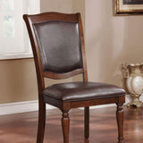 ZUN Luxurious Traditional Dining Chairs Brown Cherry Solid wood Espresso Leatherette Seat Set of 2pc B011115504