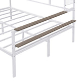 ZUN Full size Metal Daybed with Movable Desk, Metal Grid, Shelves and Clothes Hanger, White N737P199321K