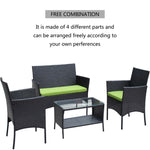 ZUN 4 PC Rattan Patio Furniture Set Outdoor Patio Cushioned Seat Wicker Sofa W20985038