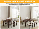 Rubber wood soft bag deep walnut dining table and chair set 1 table 4 chairs beige cushion 57935654