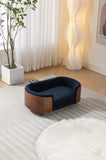 ZUN Scandinavian style Elevated Dog Bed Pet Sofa With Solid Wood legs and Walnut Bent Wood Back, W794125923