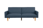 ZUN Modern Electric Look 1pc Convertible Sofa Couch Navy Color Linen Like Fabric Cushion Wooden Legs HS00F8506-ID-AHD