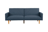 ZUN Modern Electric Look 1pc Convertible Sofa Couch Navy Color Linen Like Fabric Cushion Wooden Legs HS00F8506-ID-AHD