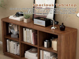 6 Cube Storage Bookcase, 40" Wide Low Horizontal Book Shelf with Curved Edge, Wood Floor Standing W2641P460042