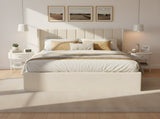 Large-capacity upholstered storage bed with drawers,Beige,Queen N769P385612B
