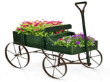 Garden Plant Planter Wooden Wagon Planter W/ Wheel Garden Yard Green 68787629