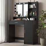 Vanity Desk with Mirror & Light, Large Drawer Three Level Storage Dresser, 3 Lighting Modes 98164513