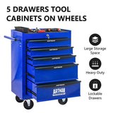 Rolling Metal Tool Chest with 5 Drawers, 20" 5-Drawer Tool Chest Cabinet with Ball Bearing Drawer W1102P298215