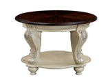 22'' Two Tone Round End Table,Solid Wood Sofa Side Table with Shelf,Living Room Corner Table Easy 69231316