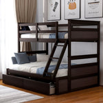 ZUN Twin over Full Bunk Bed with Storage - Espresso 18115041