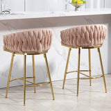 ZUN 26'' Counter height bar stools Set of 2 kitchen island counter bar stool with hand- wave back,golden W2215P184990