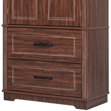 K&K 71" Farmhouse Kitchen Pantry with 2 Large Drawers,Embossed Texture Freestanding Cupboard N707P254905Z