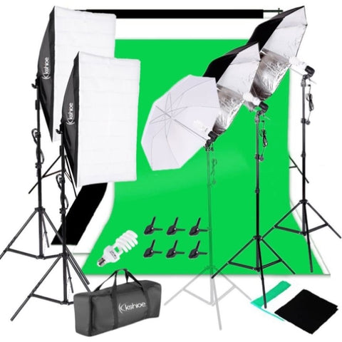 ZUN 45W White Umbrellas Silver Black Umbrellas Soft Light Box Background Stand Light Stands Four 67092009