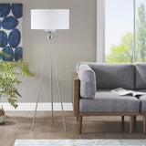 ZUN Pacific Tripod Metal Tripod Floor Lamp with Glass Shade B03596588