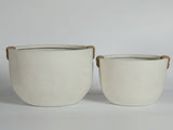 Round Concrete Planter Set of 2, Large Outdoor Indoor Handmade Rustic Decorative Planter Pots with W347P465313