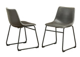 Lotusville Vintage PU Leather Dining Chairs, Set of 2, Antique Grey T2574P164554