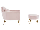 Half Disassembled Single Chair With Gold Feet And Pedals Flannelette Indoor Leisure Chair Pink 19870933