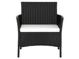 2pcs Arm Chairs 1pc Love Seat & Tempered Glass Coffee Table Rattan Sofa Set Black 42624106