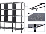 67" Clothes Closet Portable Wardrobe Clothes Storage Rack 12 Shelves 4 Side Pockets Gray 63742682