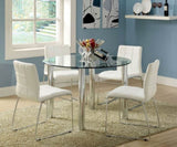 ZUN White Color Leatherette 2pcs Dining Chairs Chrome Metal Legs Dining Room Side Chairs B011136660