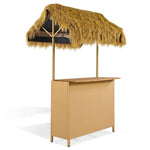 ZUN GO Hawaiian-style Bar Height Patio Set with PE Grass Canopy, Outdoor Bar Table and Stools with WF530958AAA