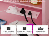 4-Drawer 2-Shelf Dressing Table with 10 Tri-Color Light Bulbs Particleboard with Textured Melamine 30485718