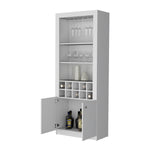 ZUN Clover Bar Cabinet, with wine storage and thre shelves B128P189933