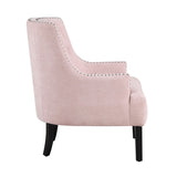 Modern Traditional Accent Chair Pink Chenille Upholstery Button-Tufted Solid Wood 1pc Living Room B011P182661
