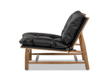 Oxford 26.5" Leather Mid-Century Modern Accent Chair, Noir Black Leather B2719P290775