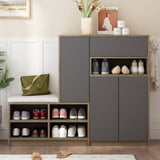 ZUN ON-TREND 2-in-1 Shoe Storage Bench & Shoe Cabinets
, Multi-functional Shoe Rack with Padded Seat, WF314405AAE