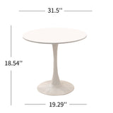 ZUN 31.5" Round Dining Table, Mid-Century White Tulip Table, Metal Base Pedestal Table for 2-4 W2533P170056