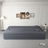 Modern Floor Sofa with 2 Pillows,Convertible Teddy Fabric Foam-Filled Sleeper Sofa Bed,15" Full Size 73126856