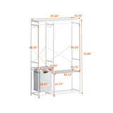 ZUN Portable Wardrobe Clothes Rack, Freestanding Clothing Rack with Bottom Mesh Storage Rack, 37325947